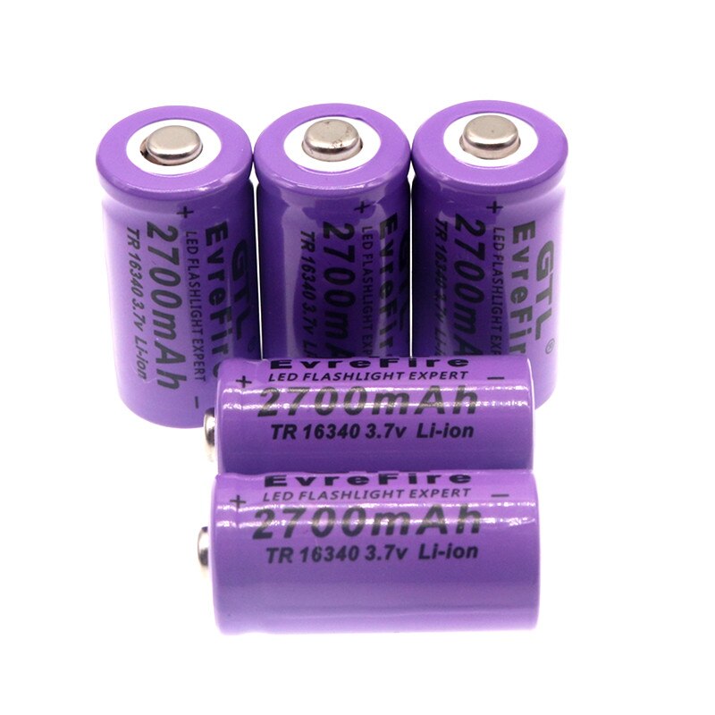 100% original 16340 Battery CR123A 16340 Battery 2700mAh 3.7V Li-ion Rechargeable Battery+16340Charger