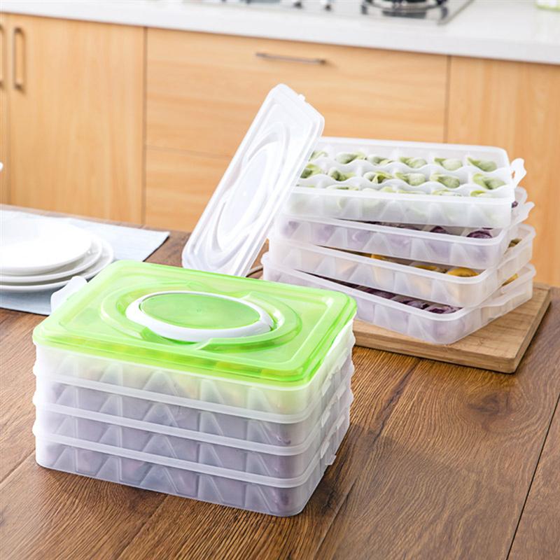 Refrigerator Fresh-keeping Dumpling Storage Box Four Layers Portable Stackable Dumpling Container Holder Organizer