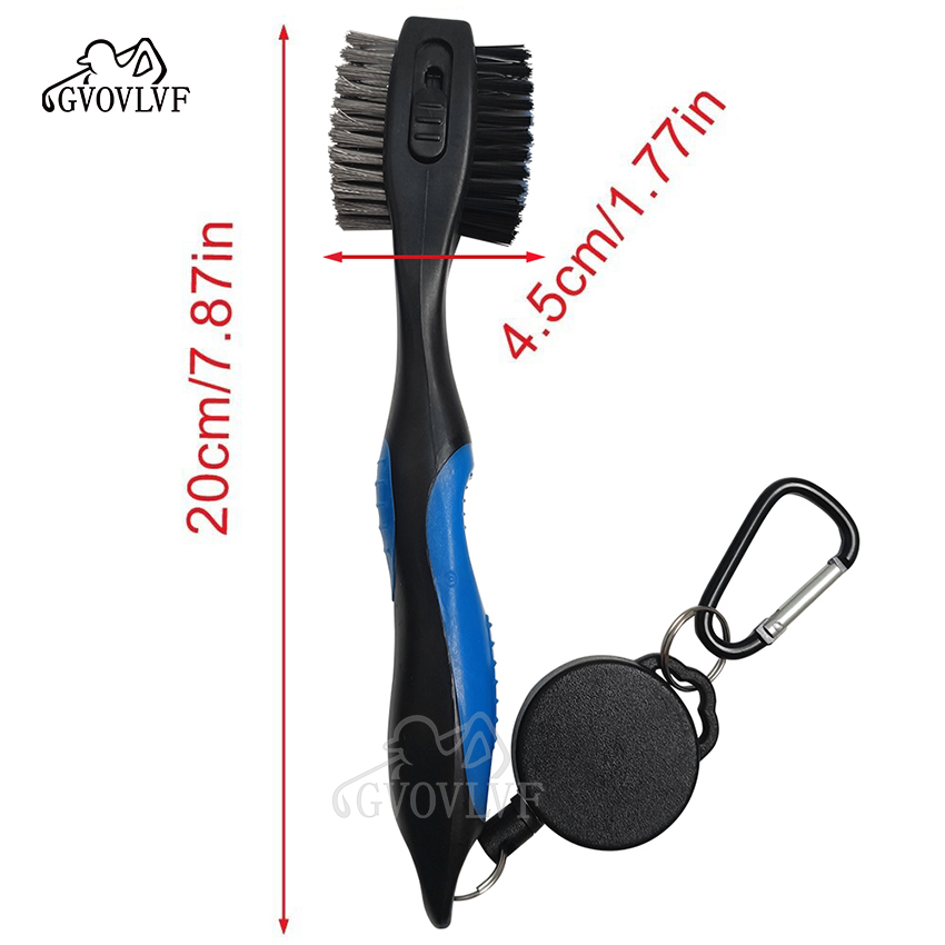 Escova de limpeza de tacos de golfe com ponta retrátil para limpeza de ranhuras, ferramenta de limpeza de grandes dimensões para ferros de madeira e acessórios de sapatos