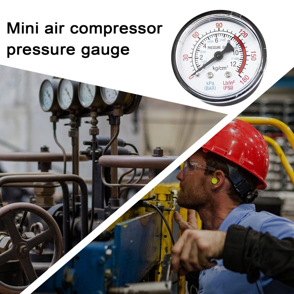 Y50 Portable Air Compressor Pressure Gauge Pressure Calibrator Dual Scale Manometer Horizontal 1 / 4 Pressure Gauge