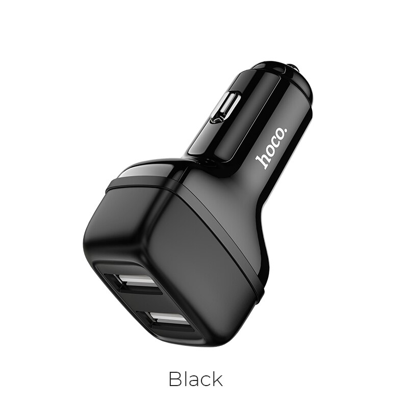 Hoco Dual Output Usb Car Charger Voor Iphone 11 Pro Xs 8 7 Plus Universele 5V2.4A Snel Opladen Adapter Voor samsung S9 S8 Oneplus: Black