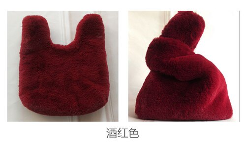 Zachte Pluche Luipaard Dames Handtassen Mode Winter Dames Kleine Tote Evening Clutch Purse Luxe Vrouwelijke Mini Schoudertas: Bourgondië