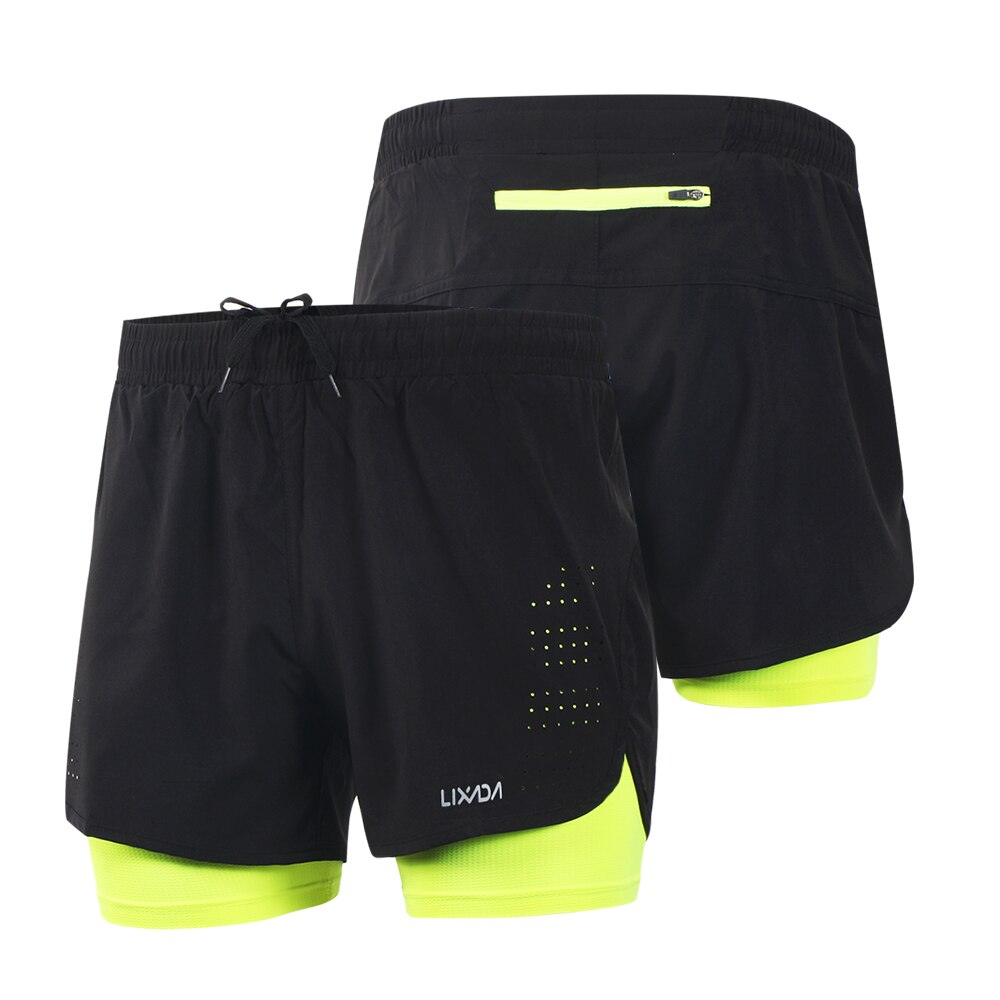 LIXADA Men 2-in-1 Running Shorts Quick Drying Breathable Gym Sports Shorts Training Exercise Jogging Cycling Shorts Longer Liner