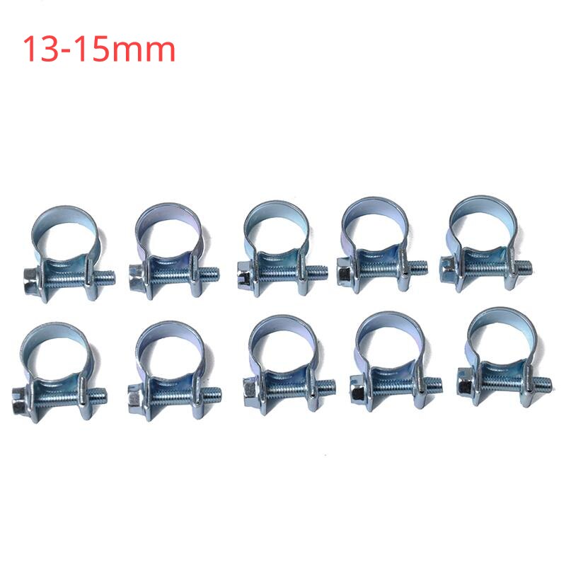 Clips de manguera de combustible para coche, juego de abrazaderas de manguera de aire de acero al carbono, Mini abrazadera de tubo de gasolina diésel, 10 unids/set por juego: 13-15mm