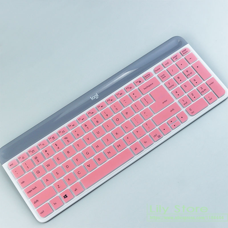 Voor Logitech MK470 Slanke Draadloze Toetsenbord Siliconen Stofdicht Draadloze Desktop Toetsenbord Cover Protector Mk 470 Dust Skin Film: pink