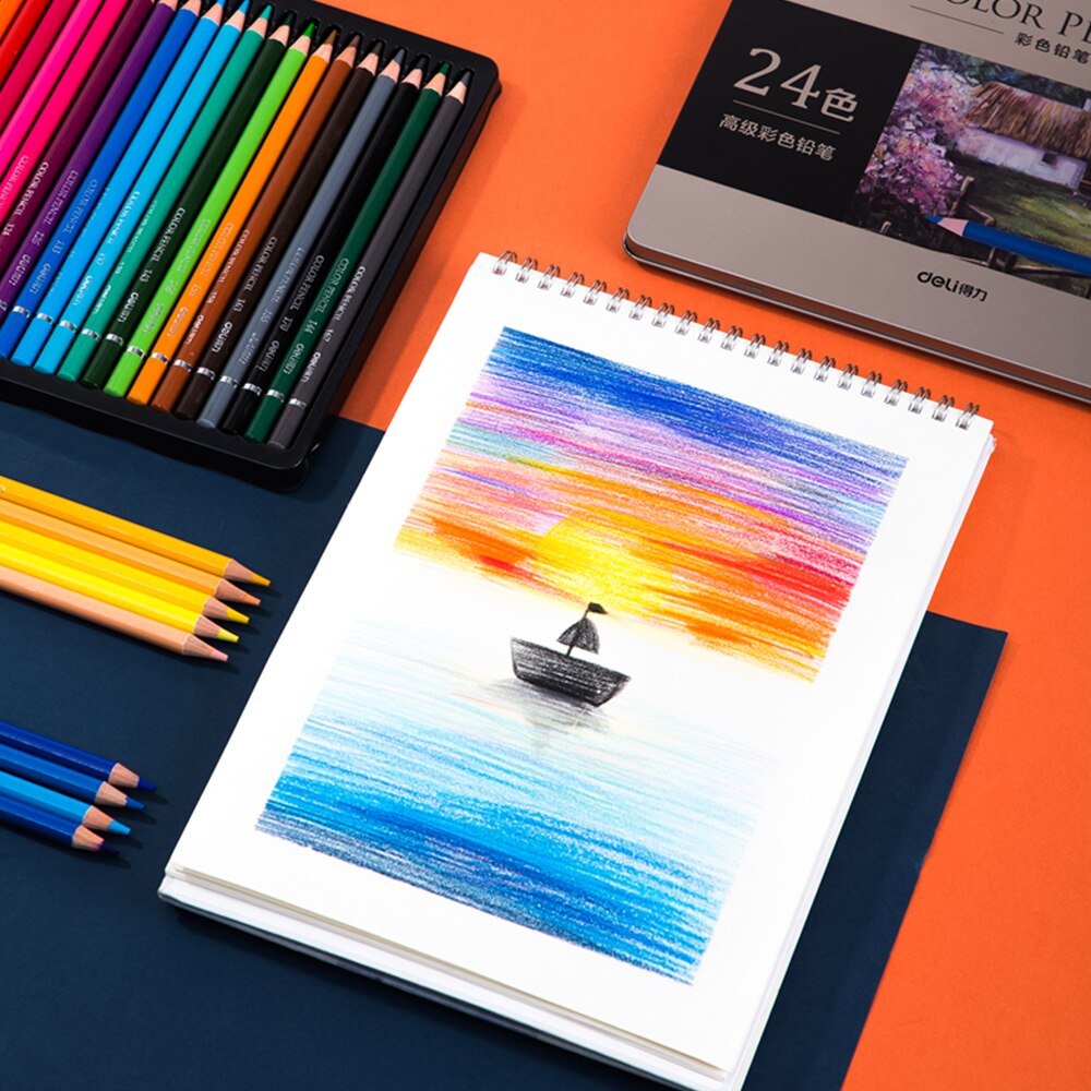 Deli 48/72 Oily Colored Pencils Coloring Pen Color Lead Oily Children Beginners Water-soluble Hand-Painted Pen Art Supplies