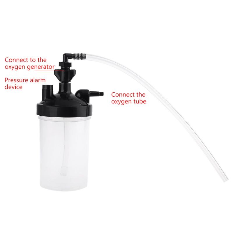 Oxygen Bubbler Bottle - Humidity Humidifier Water Bottle and Tubing Connector Elbow 12" for Oxygen Concentrator