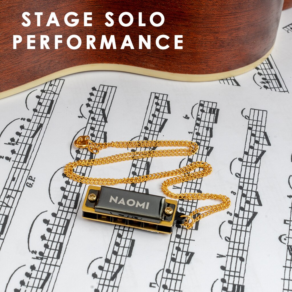 NAOMI 5-Piece Mini Harmonica Set - Key of C - 4 Holes - Brass Reed - Stainless Steel Cover - Tremolo