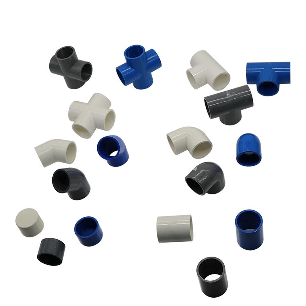 32mm Inner Diameter PVC Connector Water Supply Pipe Fittings Straight Elbow Solid Equal Tee Four-way Connectors Irrigation Joint