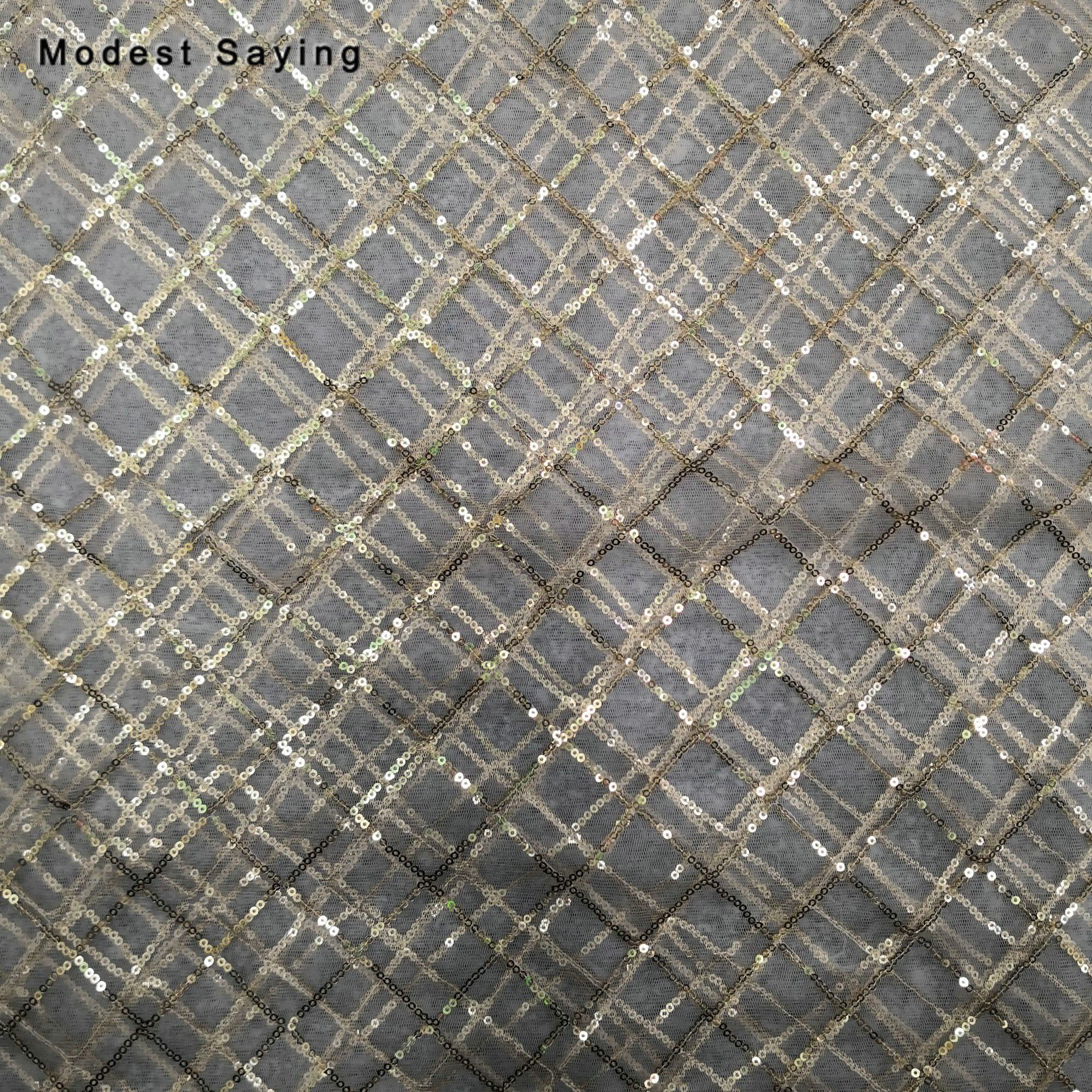 2 Yards Yellow Square Sequins Fabric for Evening Dresses Wedding Party Sparkly Glitter Cloth for Craft Mesh Decoration Material