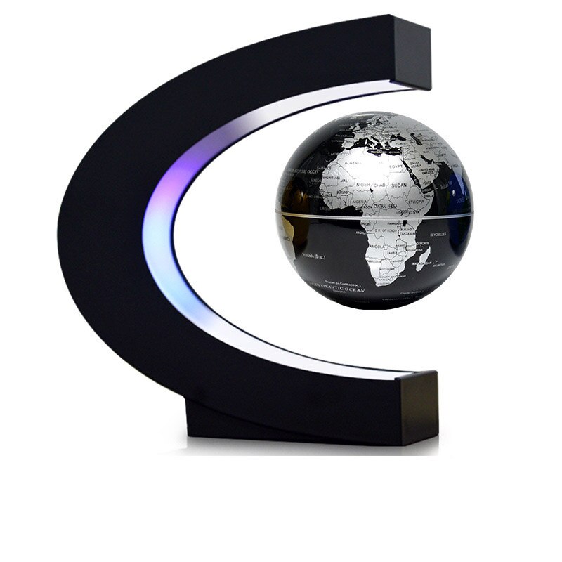 Magnetische Levitatie Globe C-Vormige 3 Inch Plank Student School Onderwijs Apparatuur Lichtgevende Nachtlampje Creatieve Engels: black