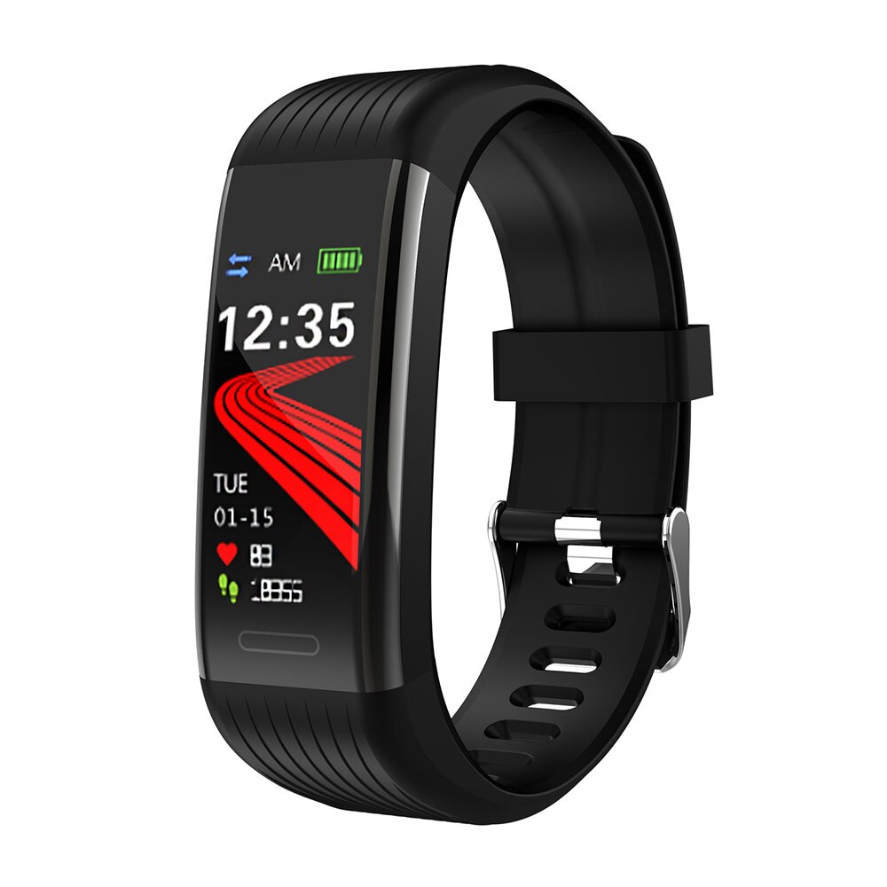 Fitness rannerengas sykemittari askelmittari älykäs rannerengas verenpaine fitness tracker älykello miesten naisten vedenpitävä: R1 mustaa