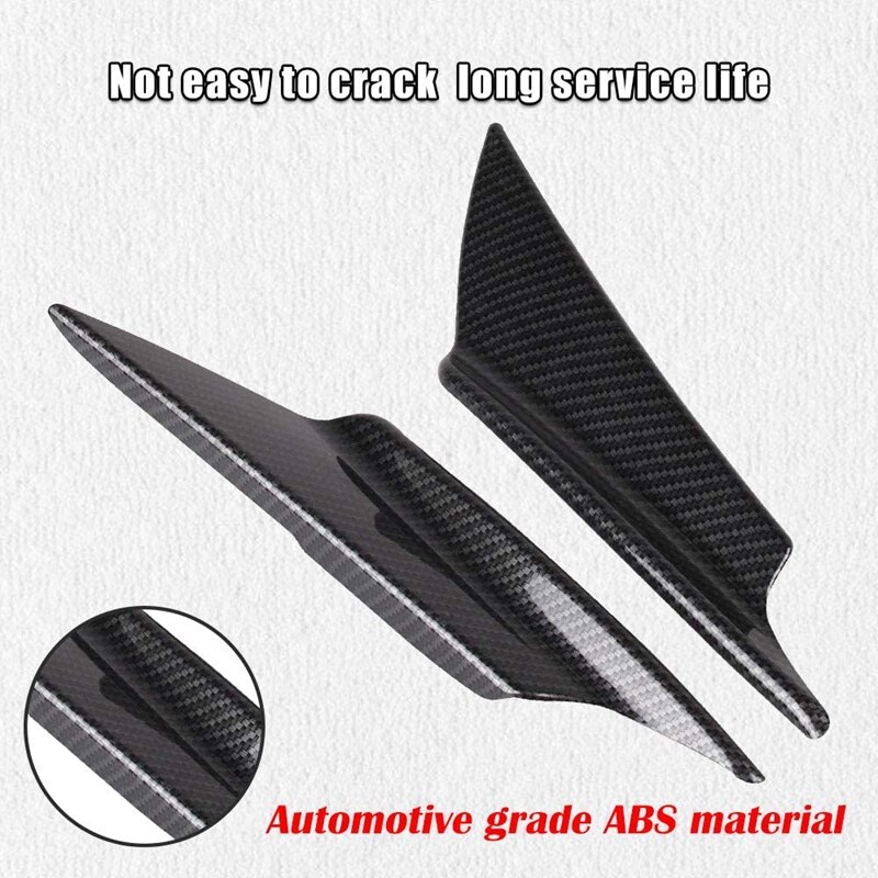 4PCS Carbon Fiber Style Car Bumper Fin Canard Splitter Diffuser Valence Spoiler Lip