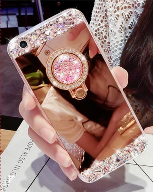 G7 ThinQ V30 Telefoon case Voor LG V20 case Siliconen Case luxe Rhinestone ring Houder spiegel Zachte TPU Case voor LG V10 Cover: For LG G7 ThinQ / 4