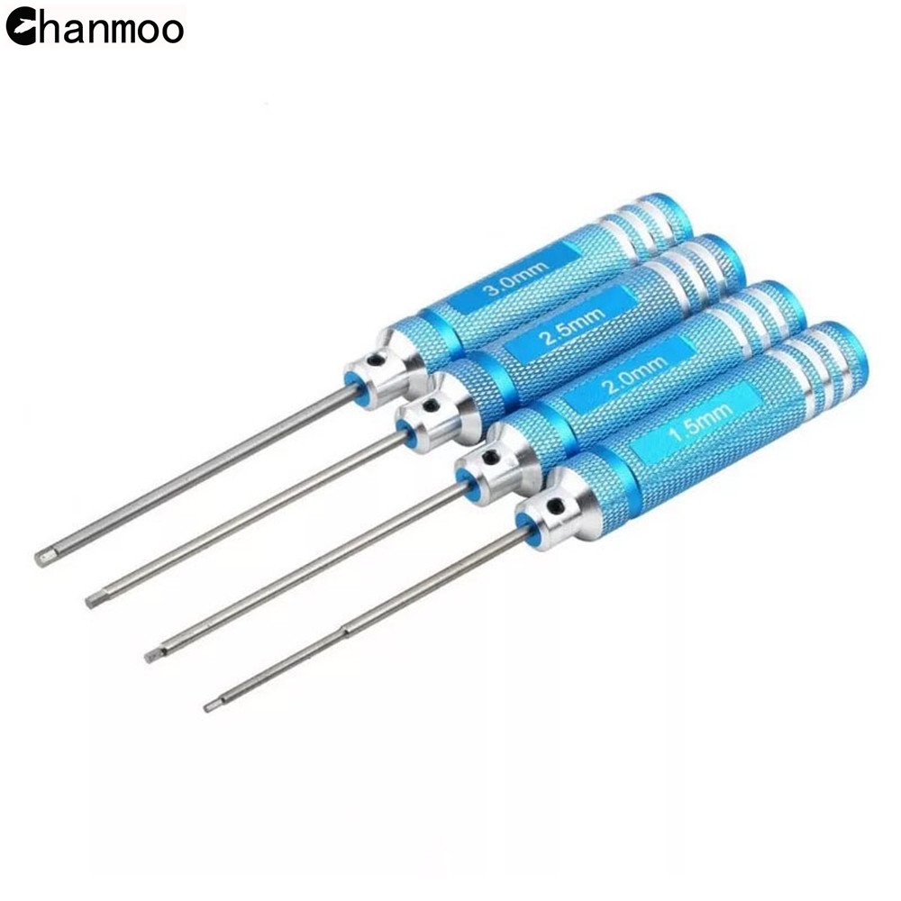 Destornillador hexagonal Universal H1.5/2,0/2,5/3,0mm, herramientas de controlador de llave Allen para coche teledirigido Tamiya HPI HSP Traxxas Losi Axial Kyosho: Azul