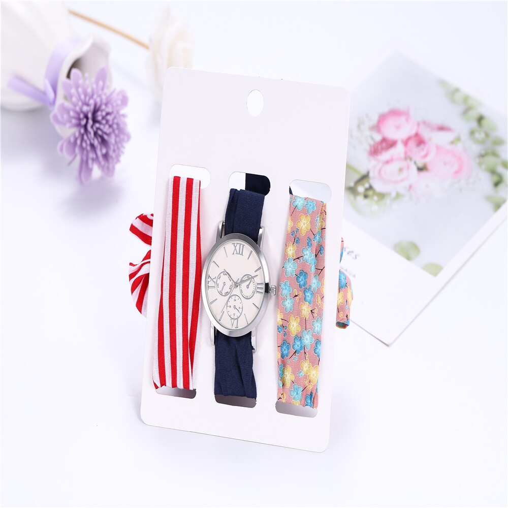 Conjunto de relojes de pulsera para mujer, Set de 3 unidades de relojes informales, bufandas de seda, cinta,
