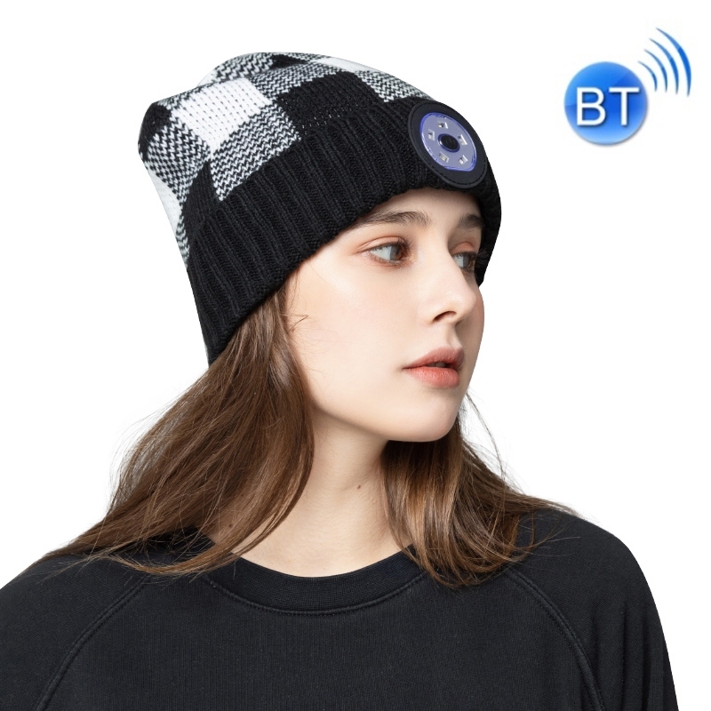 M3- bl bluetooth-led-musik-headset-hut damen warme nachtbeleuchtung hut: Schwarz weiß