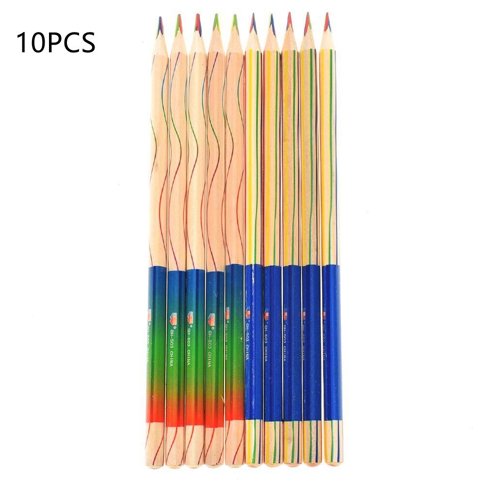 2/6/10Pcs Rainbow Kleur Hb Potlood Set Studenten Creatieve Potlood Briefpapier Items Tekening Schrijven Office School studenten Levert: 10PCS