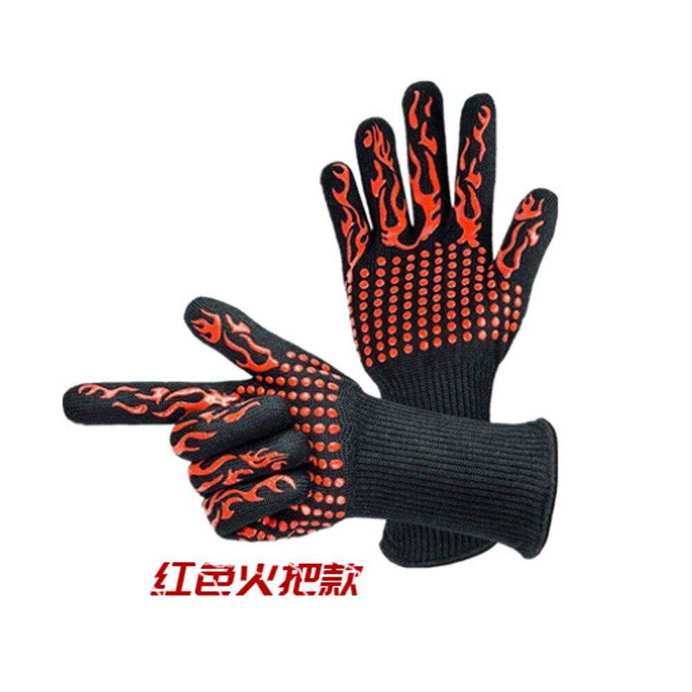 Guantes de barbacoa resistentes a altas temperaturas, de silicona, resistentes al fuego, para barbacoa, aislamiento térmico, Guantes para horno y microondas 1 pz: A