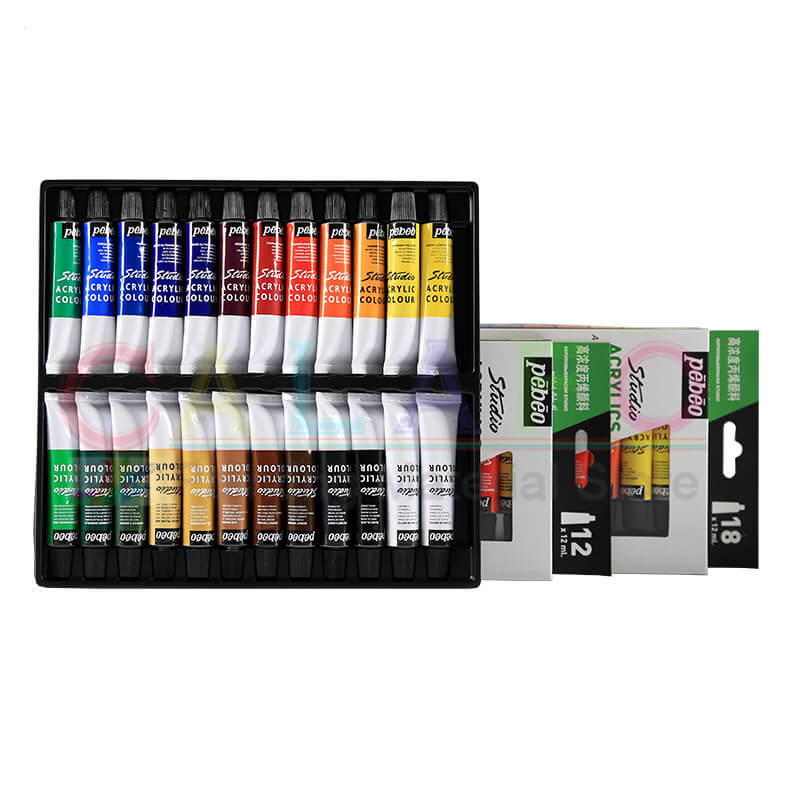 12ml pebeo højkoncentreret akrylmaling sæt 12/18/24 farver maleri akvarel maling tube kunst pigment gør det selv kunstner forsyninger