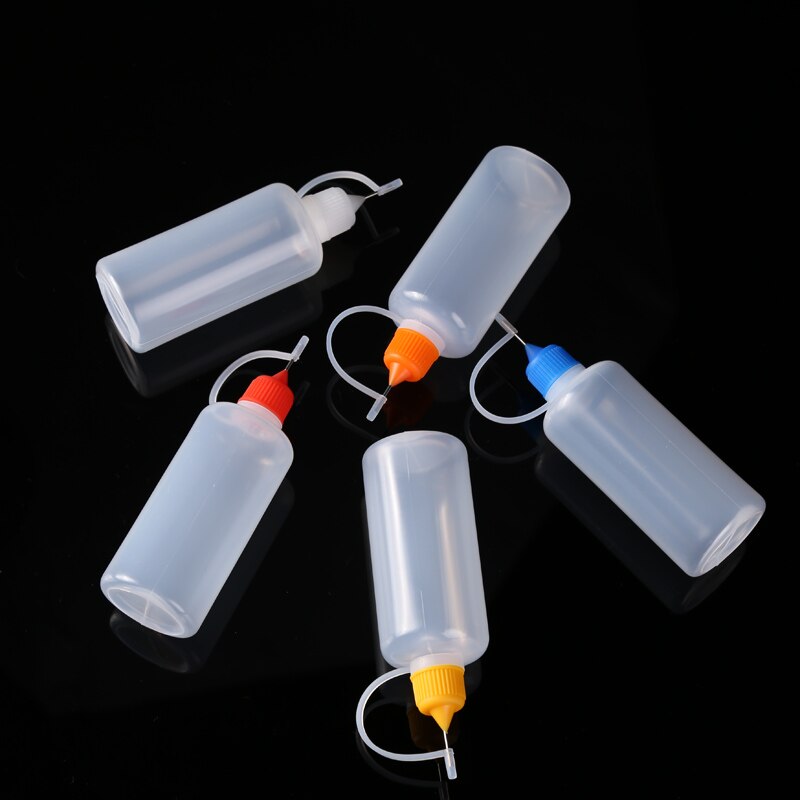 QWELL 5pcs/set 10/20/30/60ML Needle Tip Bottles Empty Applicator Bottles for DIY Liquid Paint Glue Craft Dropper Dispenser