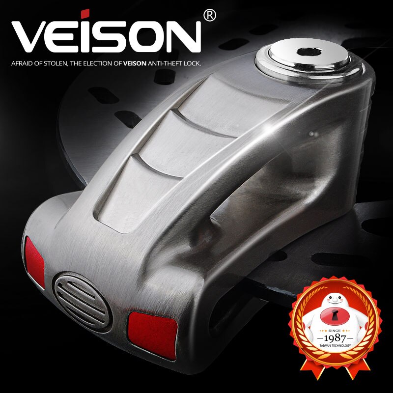 Veison Motorfiets Anti-Diefstal Beveiliging Disck Lock Motorbike Veiligheid Scooter Rotor Remmen Disc Lock Hangslot Motor Lock: Alloy SILVER