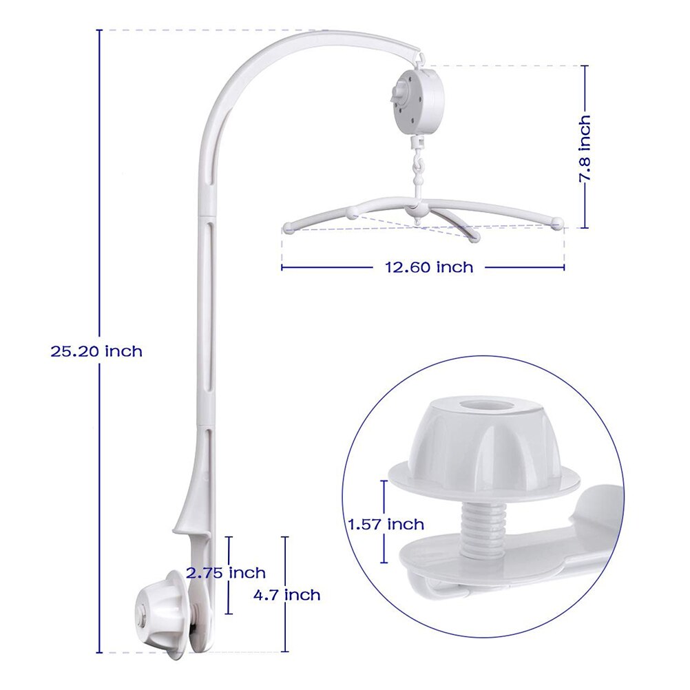 Baby spielzeug Weiß Rasseln Halterung Set Krippe Mobile Bett Glocke Spielzeug Halter Arm Wind-up Musik Box Rack Klammern wind-up Musik Box