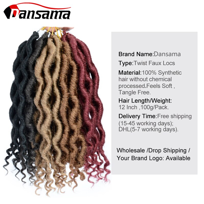 Dansama Godin Faux Locs Haak Hair Synthetisch Haar Gehaakte Vlechten Hair Extensions 12 Inch Blond Zwart Ombre Voor Vrouwen Mannen