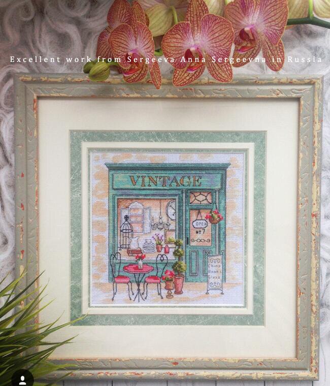 lovely counted cross stitch kit Afternoon in Provence vintage shop triptych dimensions 70-35317