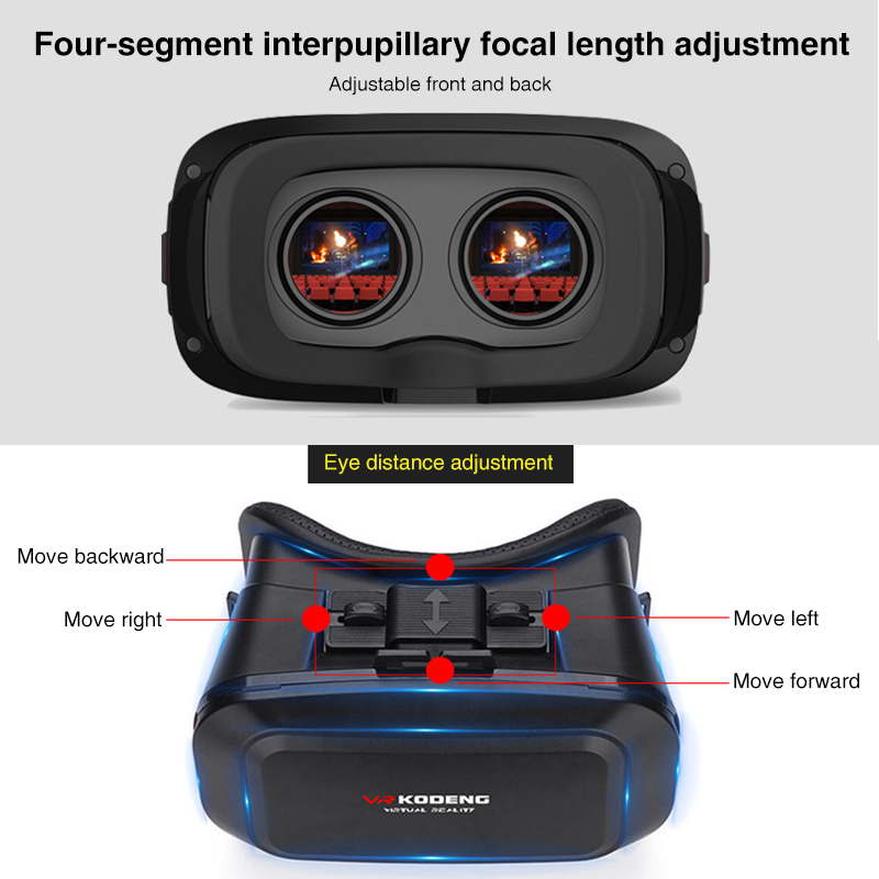 Kodeng 3d virtual reality vr-brille unterstützt 0-600 myopie-binokulare 3d brillen-headset vr für 4-7- zoll-ios-android-smartphone