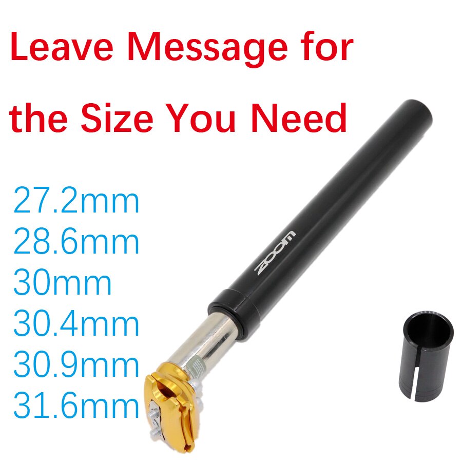 ZOOM-Suspensión tija de sillín para bicicleta, amortiguador para silla de bicicleta con suspensión, perfecto para bici de montaña, Alu MTB, 25,4, 27,2, 28,6, 30,1, 30,4, 30,9 y 31,6: golden- tell us size