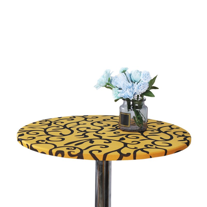 Simple Elastic Printing Round Table Cover Style Home Wedding Party Decoration Elastic Tight Fit Fitted Table Clothes
