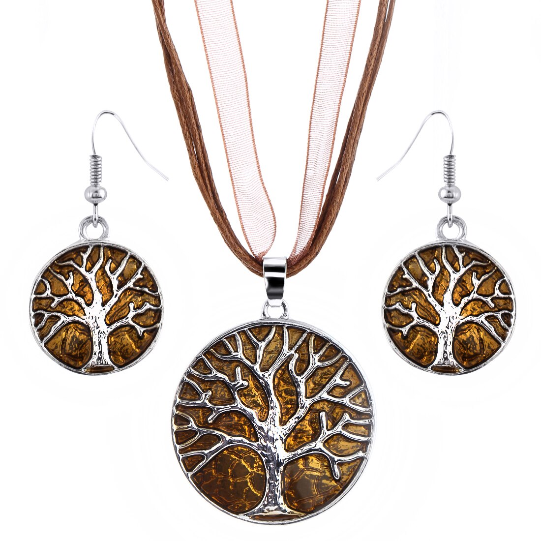 MINHIN nuovo Set di collana a catena in pelle con gemma smaltata per Set di gioielli da sposa per feste Set di gioielli estivi da donna: F929