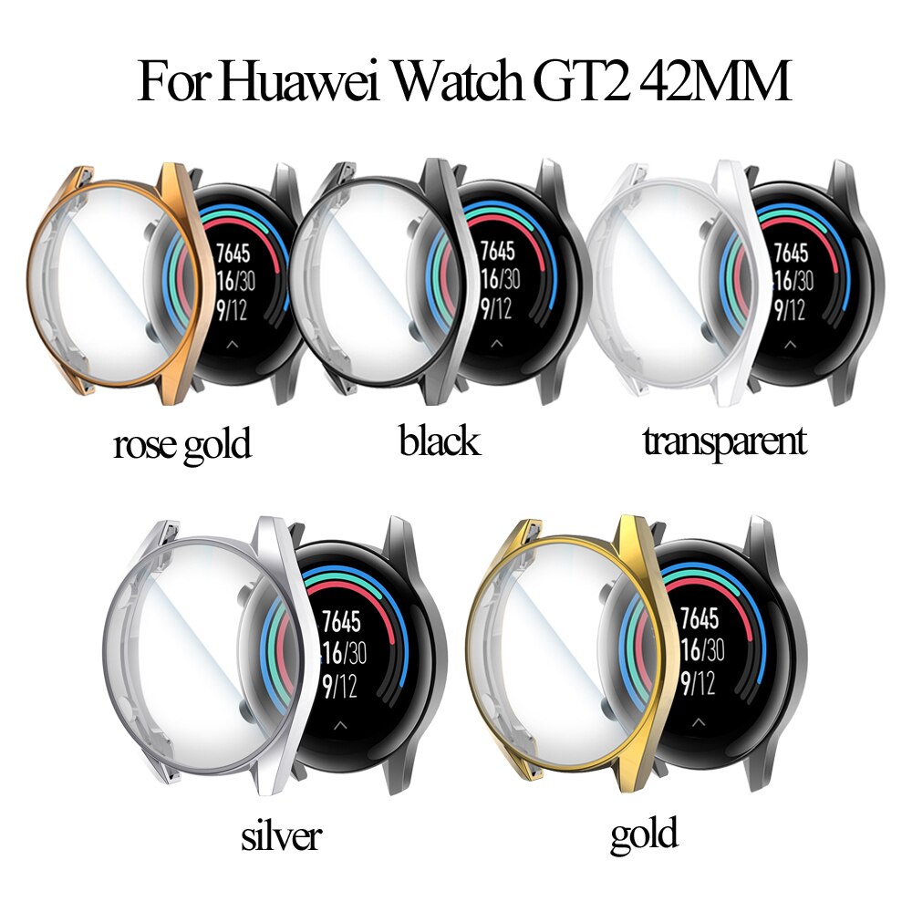 Funda galvanizada de TPU para reloj Huawei Watch GT 2 de 46mm y 42mm, repuesto de funda protectora de pantalla completa, accesorios para reloj inteligente