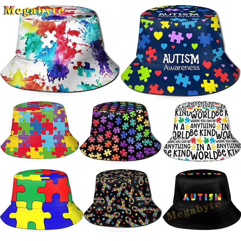 Autism Bucket Hats Autism Awareness Fishman Hat Summer Travel Beach Sun Hat Outdoor Fisherman Cap