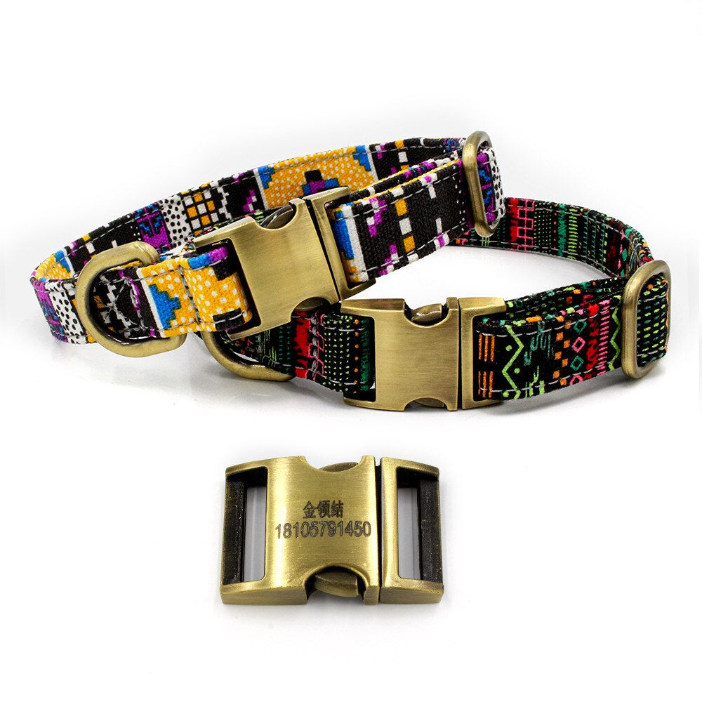 Hondenhalsband met letters, huisdierhalsband, bohemian gesp, retro hondenhalsband, kattenhalsband, huisdierbenodigdheden, accessoires, stof + metaal  z620