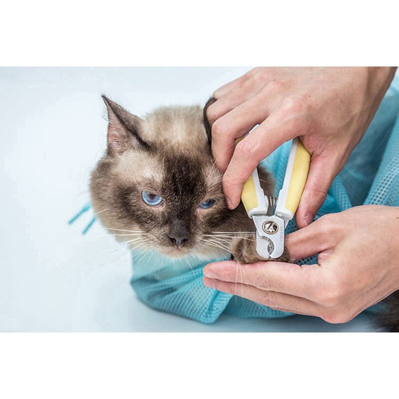 Mesh Pet Cat Grooming Restraint Bag For Bath Washing Nails Cutting Cleaning Bags Blue
