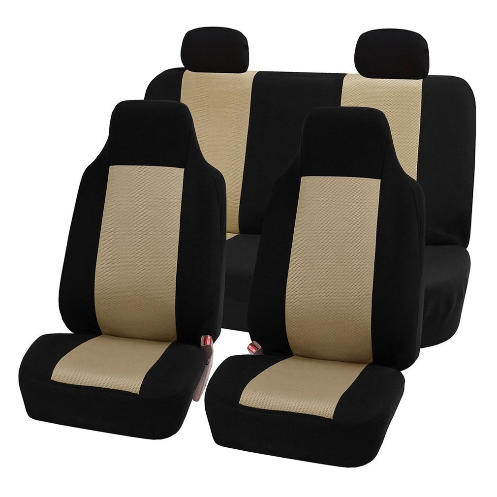 Funda para asiento de coche, tamaño Universal, tela de lino, cojín de lino delantero y trasero para las cuatro estaciones, Protector transpirable para asiento de coche