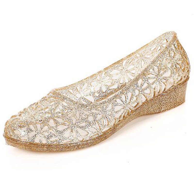 COVOYYAR – sandales de gladiateur à semelles compensées et découpées pour femmes, chaussures de plage dorées et transparentes, WSS962, 2022: Or / 6.5