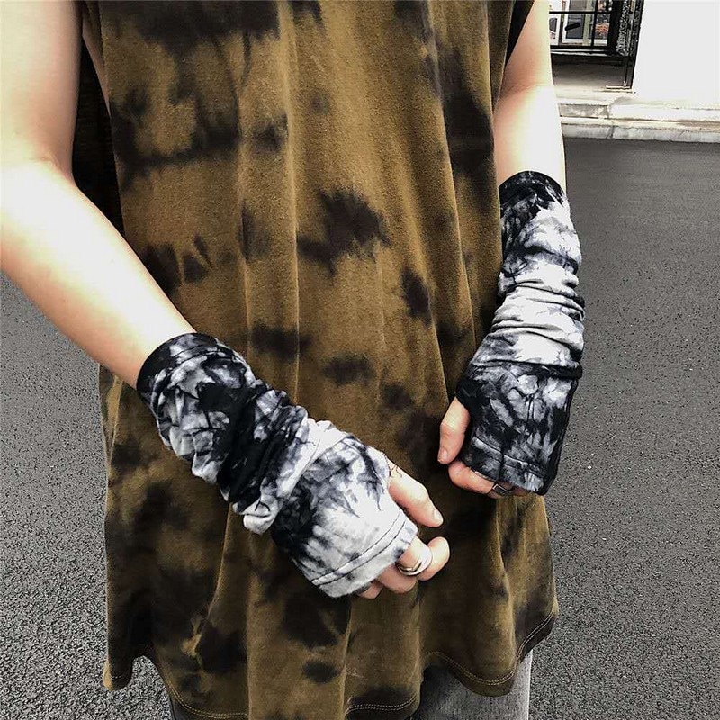 NiceMix gants fins gothiques unisexes | Gants Punk gothiques sans doigts, gants pour femmes et hommes Sport Ninja longueur coude, gants frais chauffe-bras