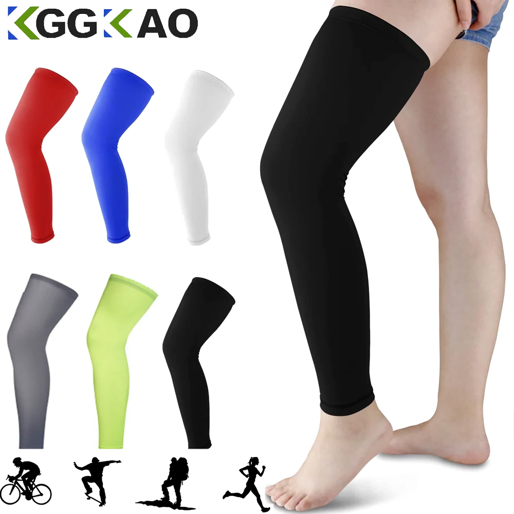 Manchon de jambe de compression pleine longueur pour hommes et femmes, sport, cyclisme, cuisse, genou, mollet, vélo, basket-ball, 1 pièce