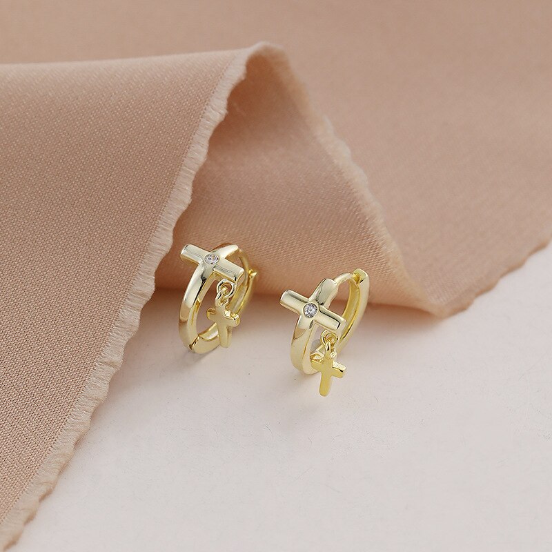 925 Sterling Silver Earring zircon cross flower round Ear Ring Ear Bone Ear Buckle cute Wild Woman boy Girl Ear Jewel