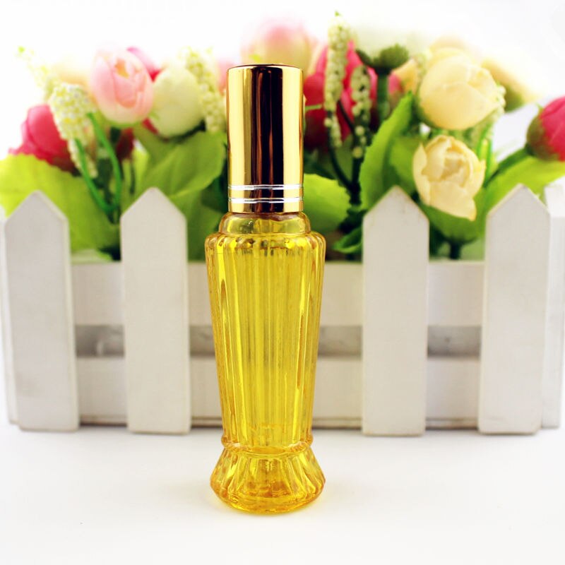 10 stuks/partij 15ml kleurrijke glazen parfumflesjes dikke mini lege geur cosmetische verpakking sprayfles hervulbare glazen flesjes: Geel