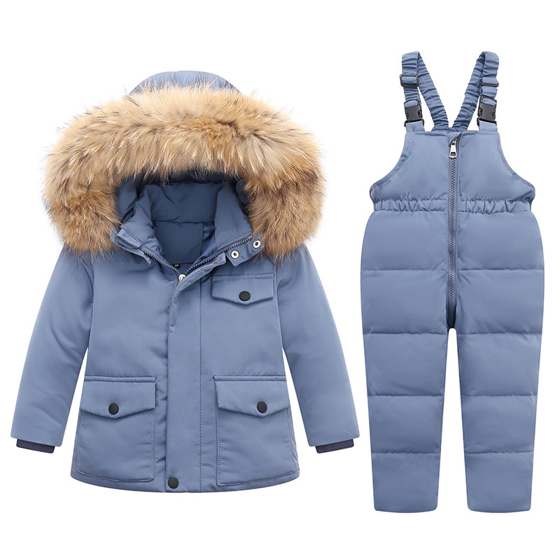Kinderen Donsjack Pak Baby Jongens En Meisjes Overalls 1-5 Jaar Eendendons Waterdichte Jas Jas Kinderen + Bib Pant Snowsuit: Blue / 110cm