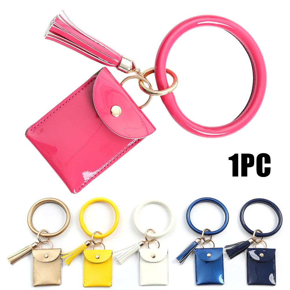 Women With Zip Coin Purse Portable Credit Card Daily Ornaments Wristlet Keychain Mini PU Leather Accessories