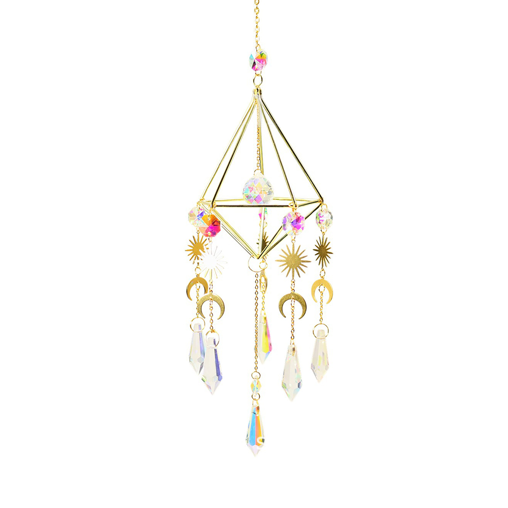 Crystal Windchimes Ster Maan Hanger Hexagon Prisma Zon Licht Catcher Tuin Venster Bruiloft Opknoping Home Decor Wind Chime: B