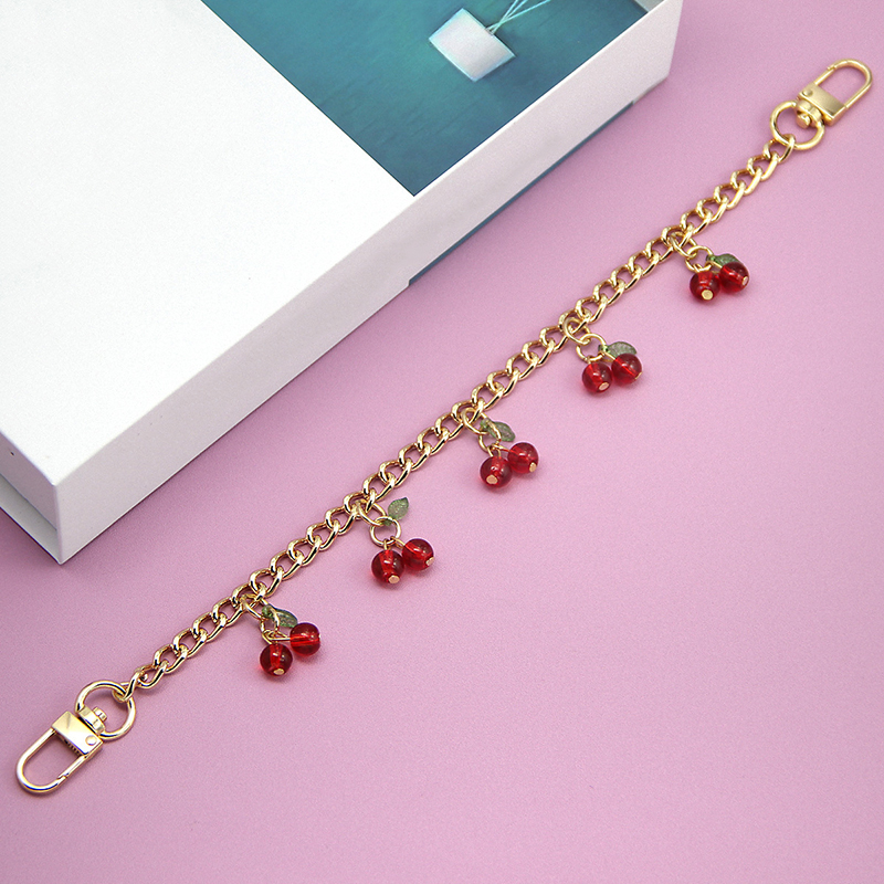 DIY Zinc Alloy Bag Hanging Chain with Cherry Pendant Detachable Clothing Pants Chain Handbag Extension Chain Bag Accessories: Default Title