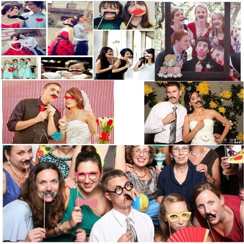 27Pcs/Pack Valentine's Day Photo Booth Props Kit DIY Funny Glitter Disguise Props Wedding Party Decorations