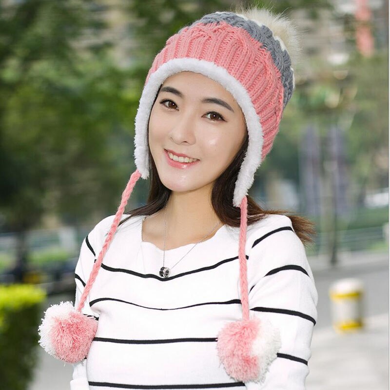 Bingyuanhaoxuan ompelemalla neulottu hattu naisille sekoitettu pallo riippupallo talvilippikset tytöille paksut puuvillahatut aikuisten syyshattu
