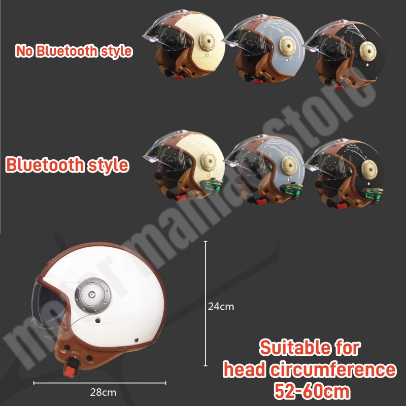 Elektrische Motorrad Intelligente Bluetooth Helm Warme Gehörschutz Motorrad Retro Stil Helm Drei-viertel Halb Helm